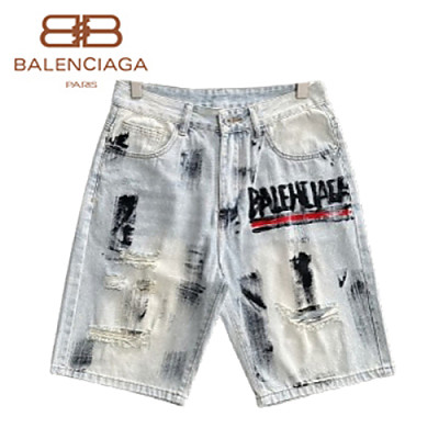 BALENCIAGA-071414 발렌시아가 라이트 블루 프린트 장식 청반바지 남성용