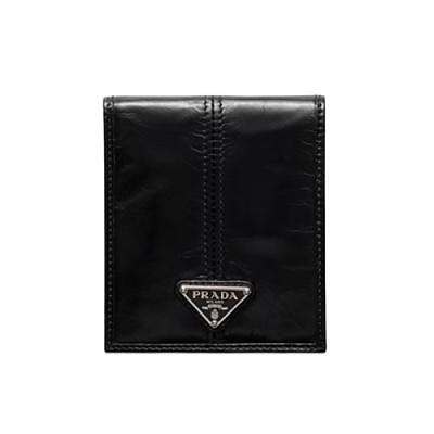 [스페셜오더]PRADA-2MO513 프라다 블랙 사피아노 가죽 메탈 로고 반지갑 #홍콩명품지갑