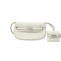 HERMES-KM17 에르메스 화이트 금장 SWIFT 가죽 켈리 무브