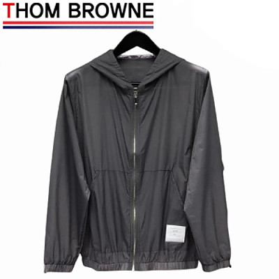 THOM BROWNE-081115 톰 브라운 다크 그레이 나일론 바람막이 후드 재킷 남성용