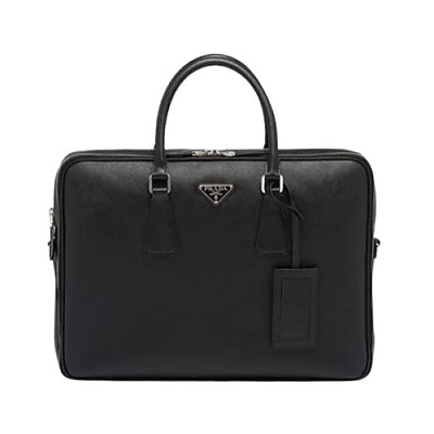 PRADA-2VE022 프라다 커피 사피아노 가죽 브리프케이스