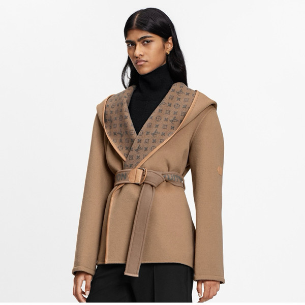 LOUIS VUITTON-1A99JA 루이비통 벨티드 쇼트 랩 피코트 베이지