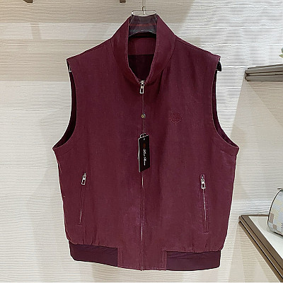 Loro Piana-03253 로로피아나 올드머니 스타일 LP 프리미엄 린넨 원단 조끼 버건디 남성용