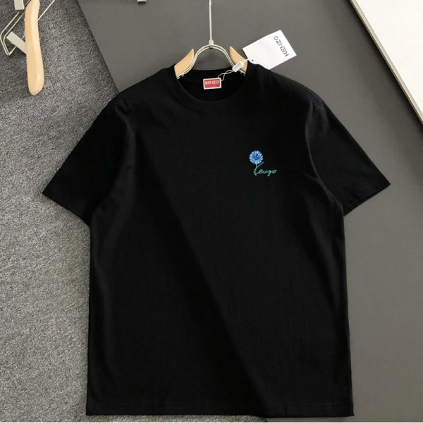 KENZO-072510 겐조 2026SS 봄/여름 최신 라운드넥 자수 패션 반팔 티셔츠