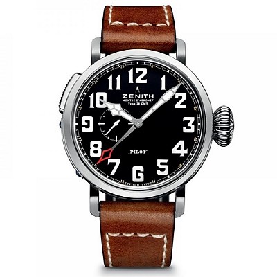 [스폐셜오더]ZENITH-제니스 파일럿 몬트레 디에로네프 타입 20 엑스트라 GMT 블랙 다이얼 남자시계 48mm