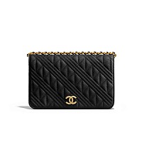 CHANEL-AP1450 샤넬 블랙 램스킨 골드볼 WOC 월릿 온 체인 19cm