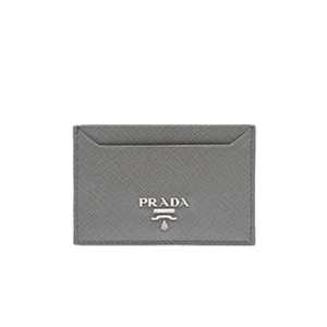 PRADA-1MC208 프라다 사피아노가죽 메탈 레터링 로고 그레이 카드 지갑