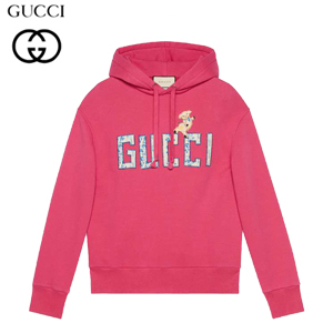 GUCCI-475374 5110 구찌 핑크 코튼 피글렛 장식 구찌 스웨트셔츠