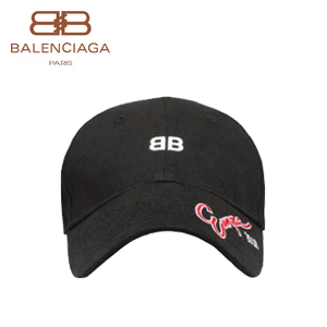 BALENCIAGA-506241 발렌시아가 코튼 캔버스 BB Europe 2018 로고 자수 블랙 클래식 베이스볼 캡