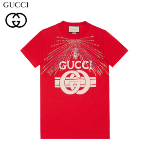 GUCCI-515838 6527 구찌 레드 코튼 Gucci 프린트 티셔츠 