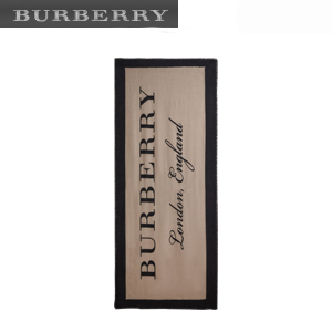 BURBERRY-40600421 버버리 블랙 카멜 그래픽 프린트 모티프 라이트 캐시미어 스카프 여성용