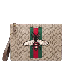 GUCCI-433665 8967 구찌 GG 수프림 캔버스 꿀벌 애플리케이션 파우치백