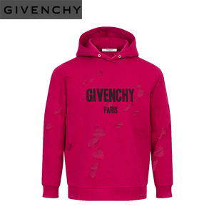 GIVENCHY-BM703A 지방시 파리 로고 디스트로이드 로즈 레드 후드 남녀공용