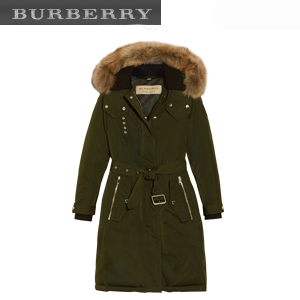 [스페셜오더]BURBERRY-40254831 버버리 그린 디태처블 퍼 트리밍 다운 필드 파카 코트 여성용