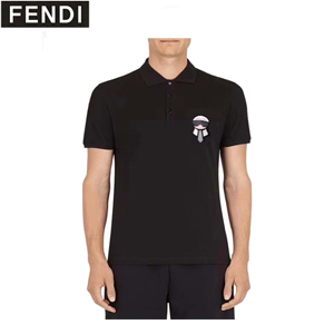 [스페셜오더]FENDI-FAF510 펜디 칼리토 모티프 장식 블랙 코트 폴로 티셔츠 