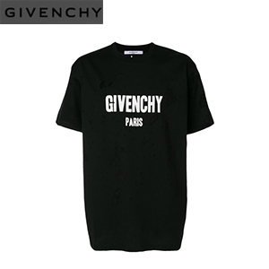 GIVENCHY-17F733 지방시 블랙 로고 프린트 구멍 티셔츠 남녀공용