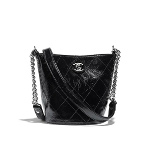 [스페셜오더]CHANEL-A57636 샤넬 PVC 크럼플드 카프스킨 레진 실버 메탈 블랙 버킷백 